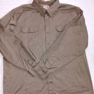 Wranglers Authentics Mens 2XL Light Brown Long Sleeve Button Down Shirt